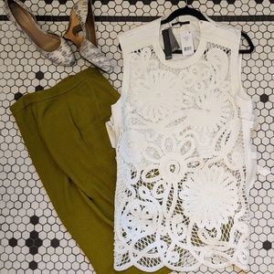 Last Chance!Tibi Mateo crochet lace apron top NWT
